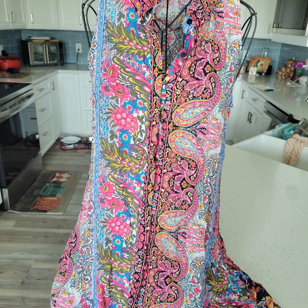 Cupio Pink and Blue Blouse Elegant Top